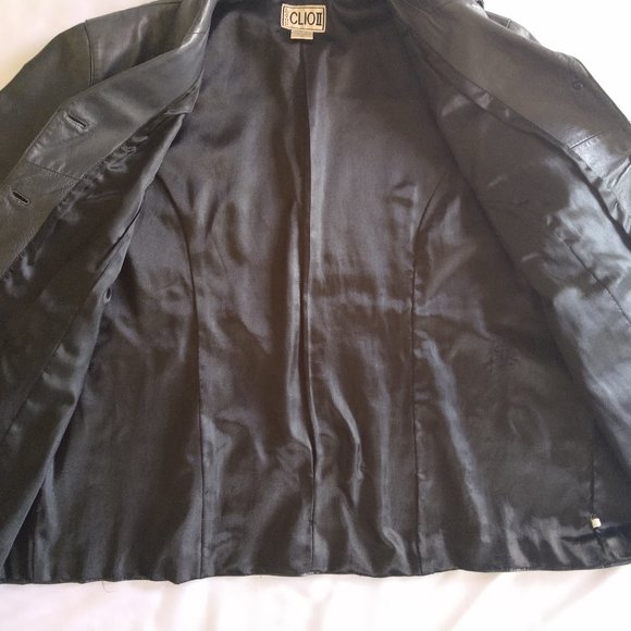 Vintage Black Leather Jacket Clio ll Unisex sz 3X - Picture 3 of 7